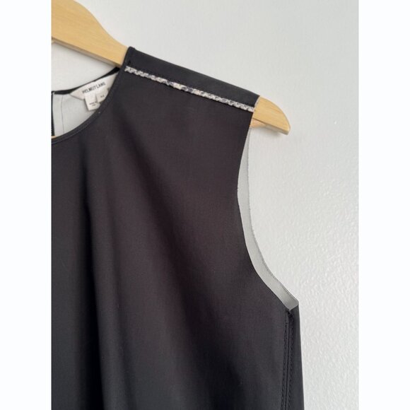 Helmut Lang Womens Black Leather Trim Python Accent Top Size M Quiet Luxury Edgy - Picture 6 of 11